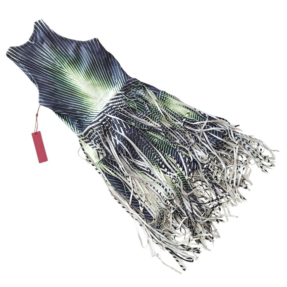 Designer Tamara Mellon Boho Style Leather Fringe Midi Dress 0 - Picture 4 of 12